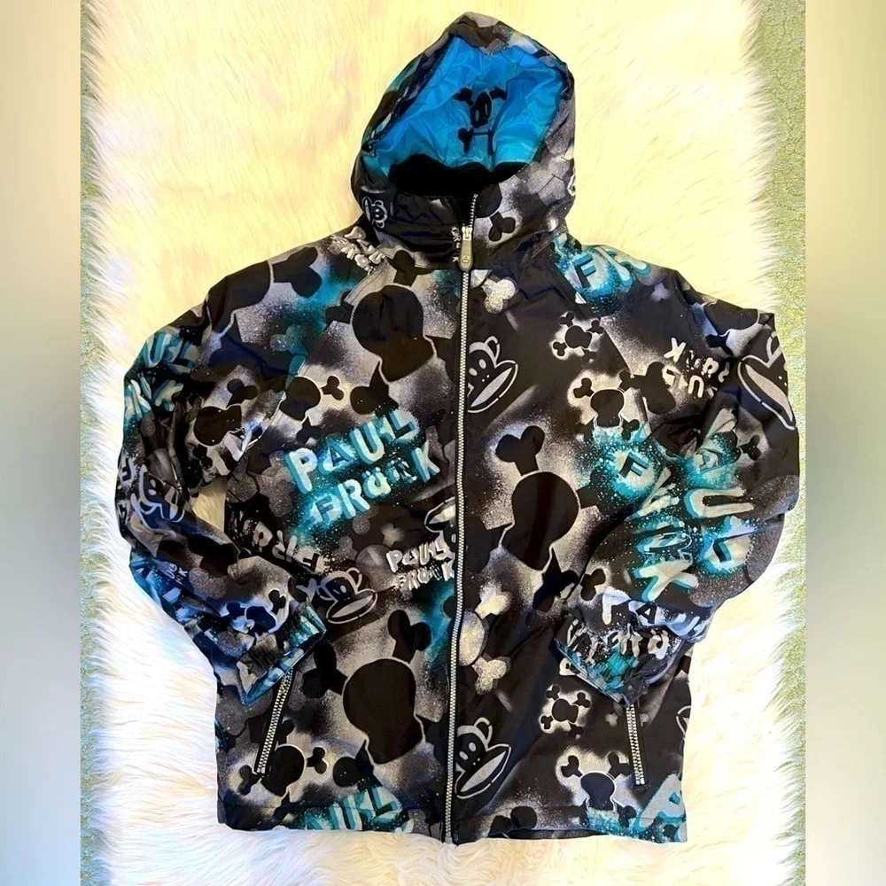 PAUL FRANK character stencil POW501 insulated snowboard jacket boys size XL